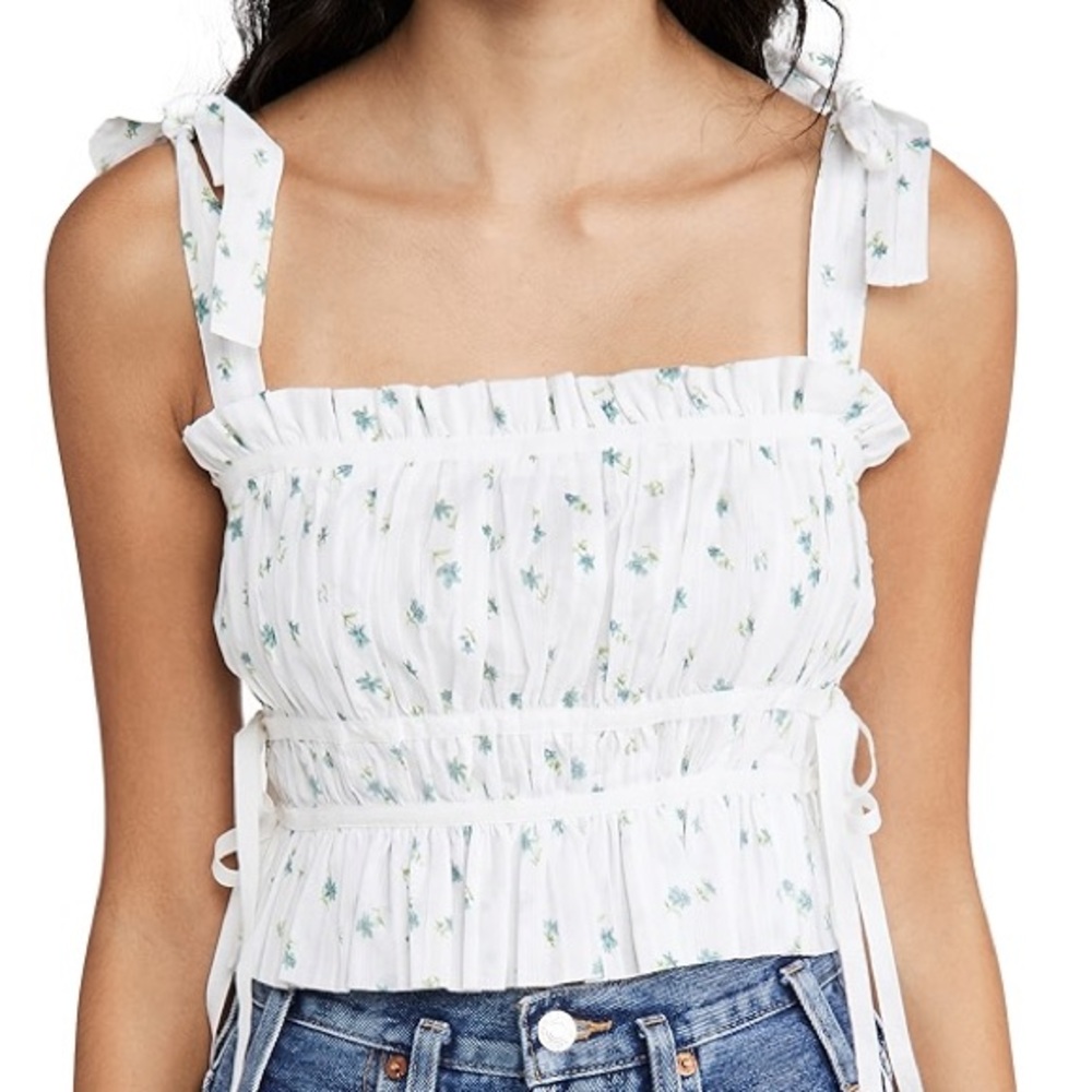 NWOT Playa Lucila Pleated Floral Top L